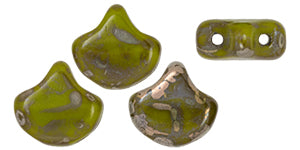 Ginko Beads, Opaque Olivine Rembrandt, 8 grams