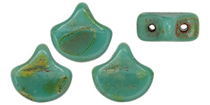 Ginko Beads, Turquoise Picasso, 8 grams