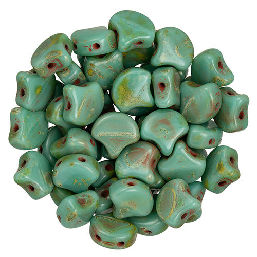 Ginko Beads, Turquoise Picasso, 8 grams