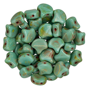 Ginko Beads, Turquoise Picasso, 8 grams