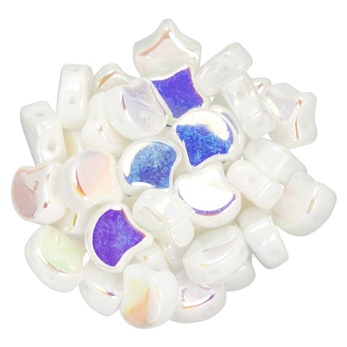 Ginko Beads, Opaque White Double Sided AB, 8 grams