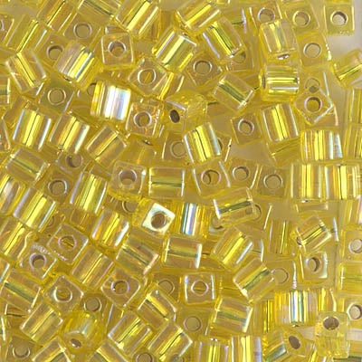 Miyuki 4mm Cube, #1006, Silver Lined Yellow AB, 5 grams