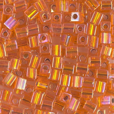Miyuki 4mm Cube, #1008, Silver Lined Orange AB, 5 grams