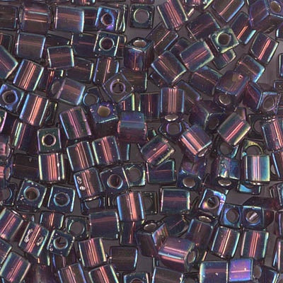 Miyuki 4mm Cube, #1013, Silver Lined Dark Smoky Amethyst AB, 5 grams