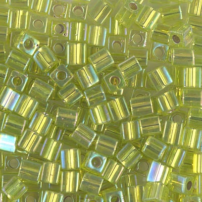 Miyuki 4mm Cube, #1014, Silver Lined Chartreuse AB, 5 grams