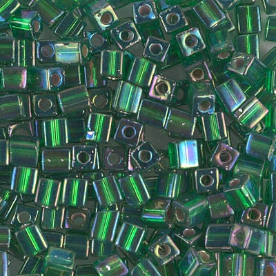 Miyuki 4mm Cube, #1016, Silver Lined Green AB, 5 grams