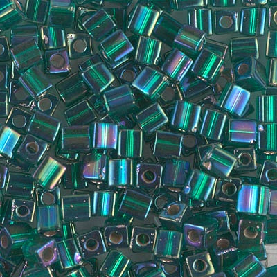 Miyuki 4mm Cube, #1017, Silver Lined Emerald AB, 5 grams