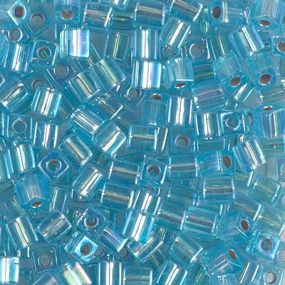 Miyuki 4mm Cube, #1018, Silver Lined Aqua AB, 5 grams