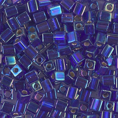 Miyuki 4mm Cube, #1020, Silver Lined Cobalt AB, 5 grams