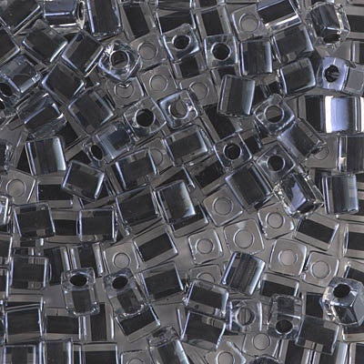 Miyuki 4mm Cube, #1106, Black Lined Crystal, 5 grams