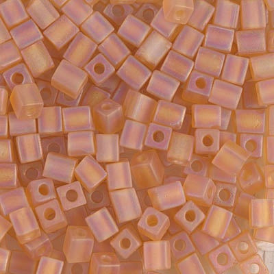 Miyuki 4mm Cube, #133FR, Matte Transparent Topaz AB, 5 grams