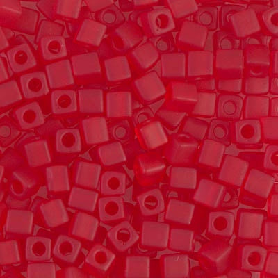 Miyuki 4mm Cube, #141F, Matte Transparent Ruby, 5 grams