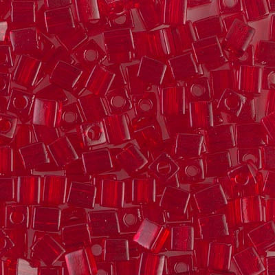 Miyuki 4mm Cube, #141, Transparent Ruby, 5 grams
