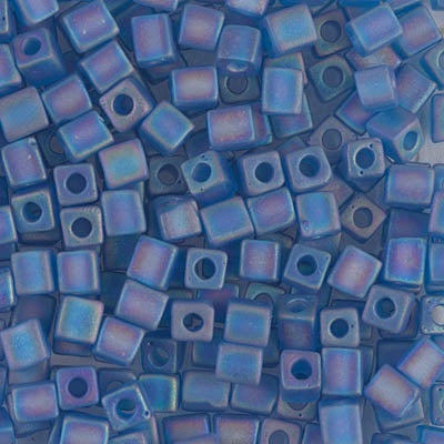 Miyuki 4mm Cube, #149FR, Matte Transparent Capri Blue AB, 5 grams
