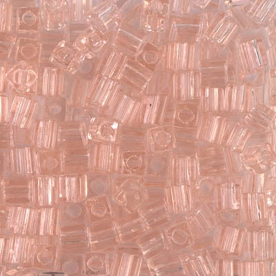 Miyuki 4mm Cube Bead, Transparent Light Tea Rose, #155, 5 grams