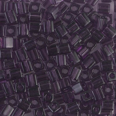 Miyuki 4mm Cube Bead, Transparent Amethyst, #157, 5 grams