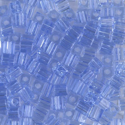 Miyuki 4mm Cube Bead, Transparent Light Cornflower Blue, #159L, 5 grams