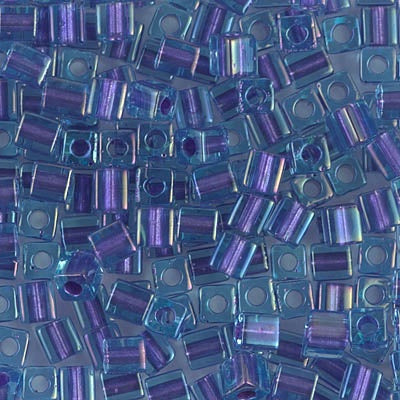 Miyuki 4mm Cube, #1827, Sparkling Purple Lined Aqua Luster, 5 grams