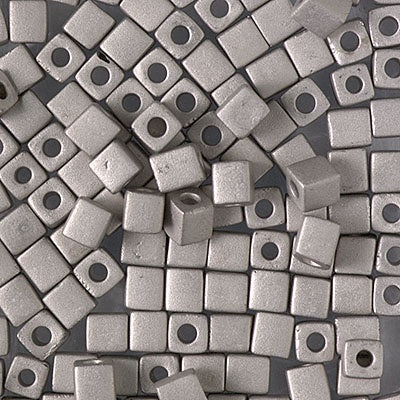 Miyuki 4mm Cube, #190F, Matte Nickel Plated, 5 grams