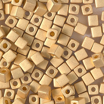 Miyuki 4mm Cube, #191F, Matte 24kt Gold Plated, 5 grams