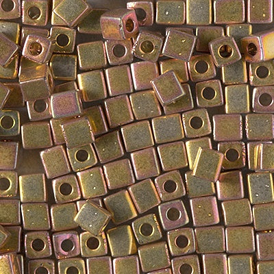 Miyuki 4mm Cube, #199, 24kt Gold Iris, 5 grams