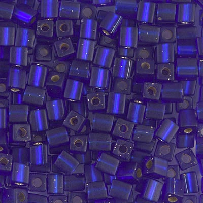Miyuki 4mm Cube, #20F, Matte Silver Lined Cobalt, 5 grams