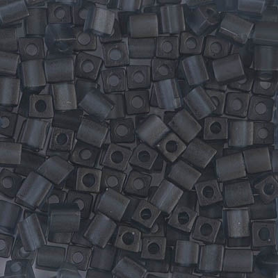 Miyuki 4mm Cube, #2411F, Matte Transparent Montana Blue, 5 grams