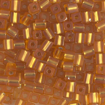 Miyuki 4mm Cube, #2422F, Matte Silver Lined Topaz, 5 grams