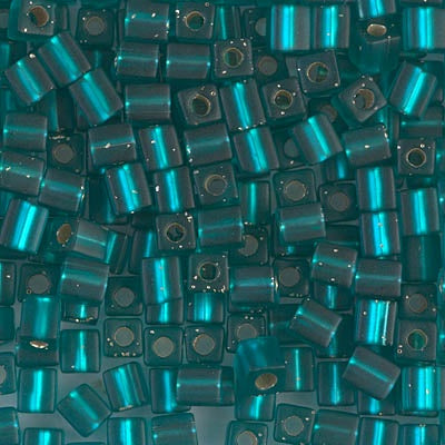 Miyuki 4mm Cube, #2425F, Matte Silver Lined Teal, 5 grams
