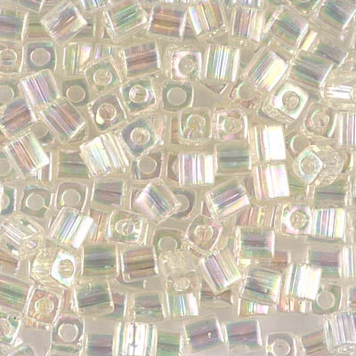 Miyuki 4mm Cube, #2442, Crystal Ivory Gold Luster, 5 grams