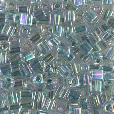 Miyuki 4mm Cube, #263, Sea Foam Lined Crystal AB, 5 grams