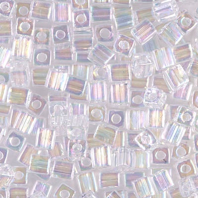 Miyuki 4mm Cube, #265, Transparent Pale Pink AB, 5 grams