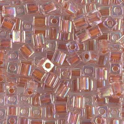 Miyuki 4mm Cube, #275, Dark Peach Lined Crystal AB, 5 grams