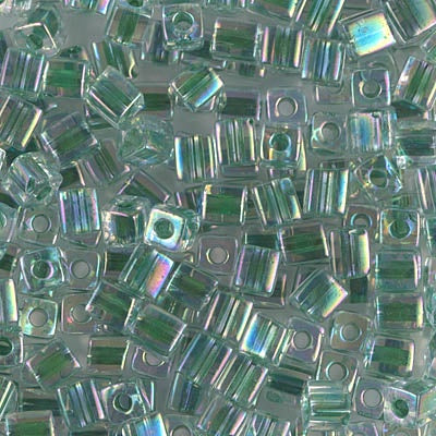 Miyuki 4mm Cube, #277, Lime Lined Crystal AB, 5 grams