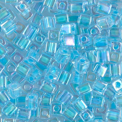 Miyuki 4mm Cube, #278, Aqua Lined Crystal AB, 5 grams