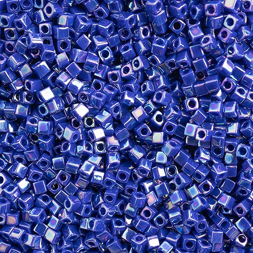 Miyuki 1.8mm Cube, Opaque Cobalt AB, #484, 10 grams