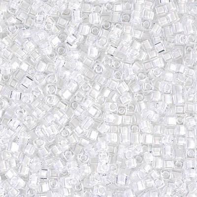 Miyuki 1.8mm Cube, White Lined Crystal, #1104, 10 grams