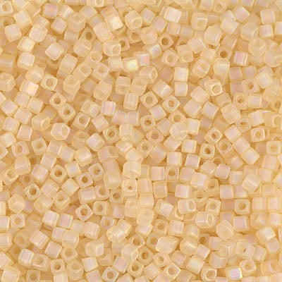 Miyuki 1.8mm Cube, Matte Transparent Light Topaz AB, #132FR, 10 grams