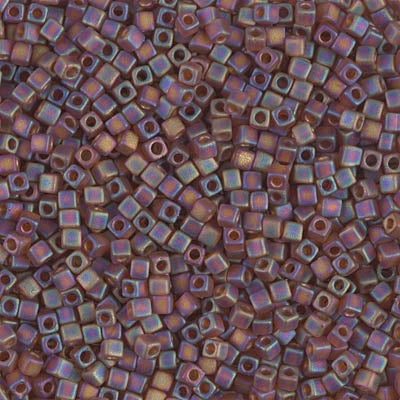 Miyuki 1.8mm Cube, Matte Transparent Dark Topaz AB, #134FR, 10 grams