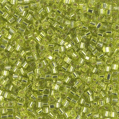Miyuki 1.8mm Cube, Silver Lined Chartreuse, #14, 10 grams
