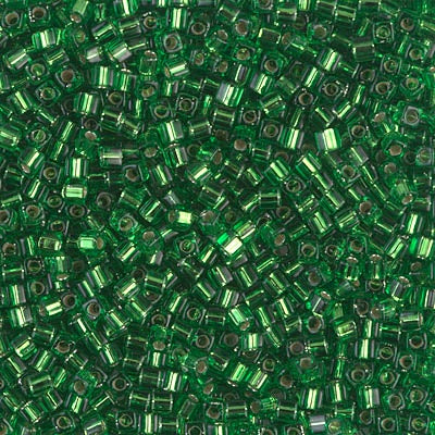 Miyuki 1.8mm Cube, Silver Lined Green, #16, 10 grams