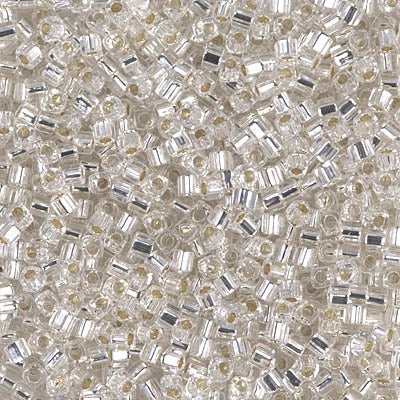 Miyuki 1.8mm Cube, Silver Lined Crystal, #1, 10 grams