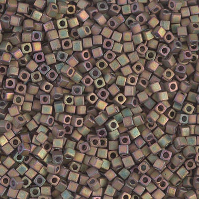 Miyuki 1.8mm Cube, Matte Metallic Khaki Iris, #2035, 10 grams