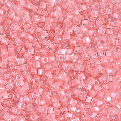 Miyuki 1.8mm Cube, Baby Pink Lined Crystal, #204, 10 grams