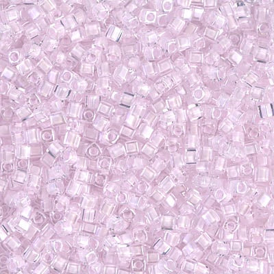 Miyuki 1.8mm Cube, Pink Lined Crystal, #207, 10 grams
