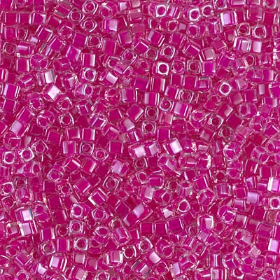 Miyuki 1.8mm Cube, Fuchsia Lined Crystal, #209, 10 grams