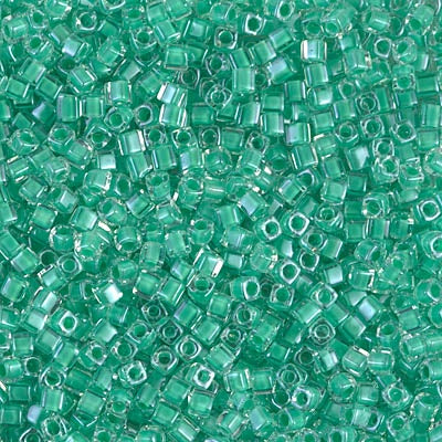 Miyuki 1.8mm Cube, Dark Mint Green Lined Crystal, #219, 10 grams