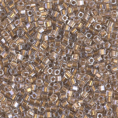 Miyuki 1.8mm Cube, Sparkling Metallic Gold Lined Crystal, #234, 10 grams
