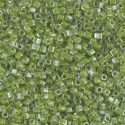 Miyuki 1.8mm Cube, Lime Lined Crystal, #245, 10 grams