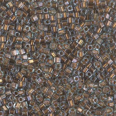 Miyuki 1.8mm Cube, Sparkling Bronze Lined Aqua, #2642, 10 grams